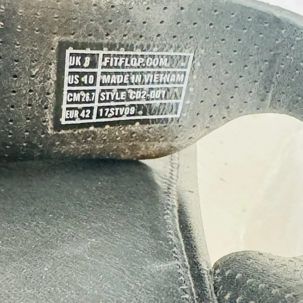 FitFlop Shoes Womens 10 Black Leather Thong Sandals Slip On Comfort Summer